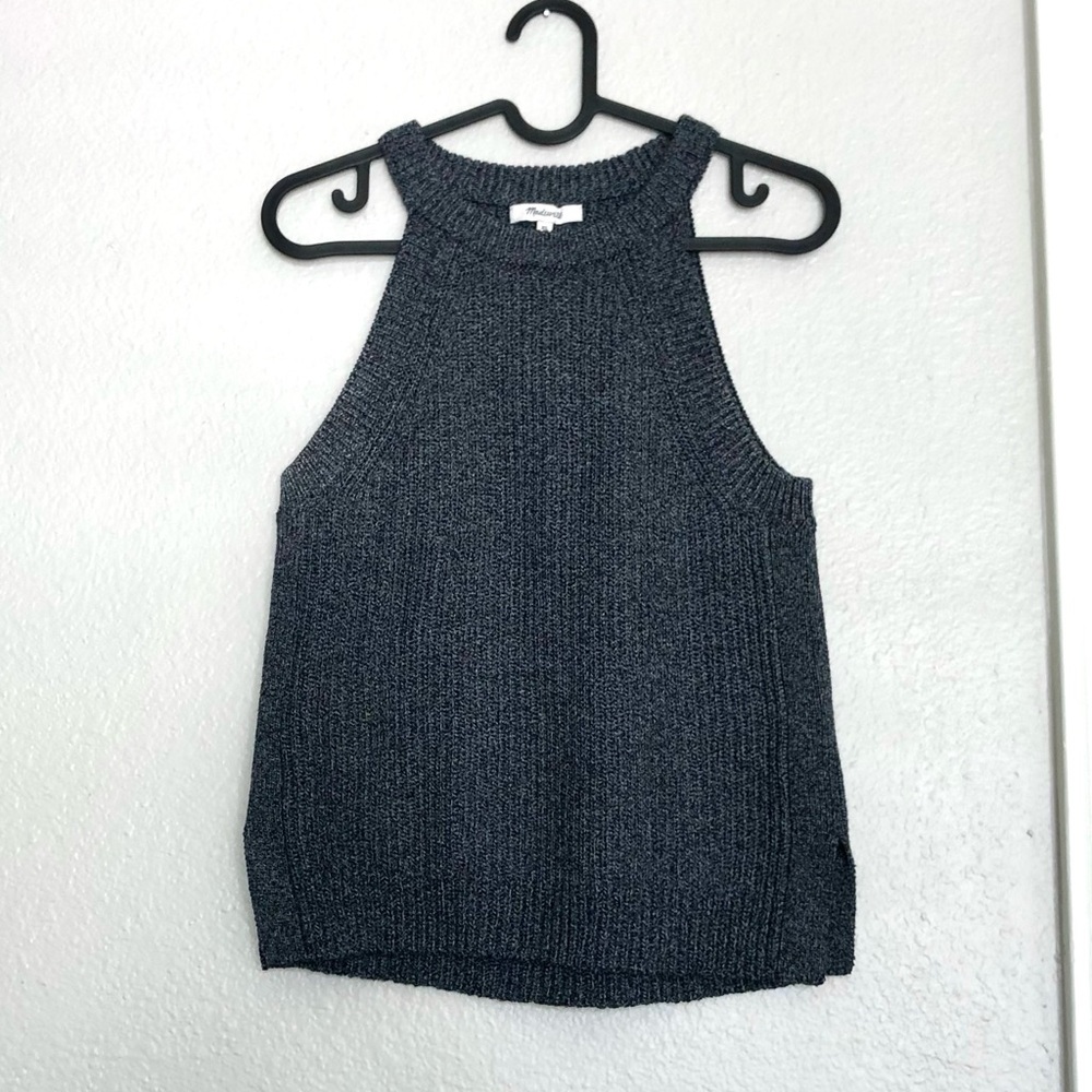 NWOT Madewell Charcoal Ribbed Halter Tank Top